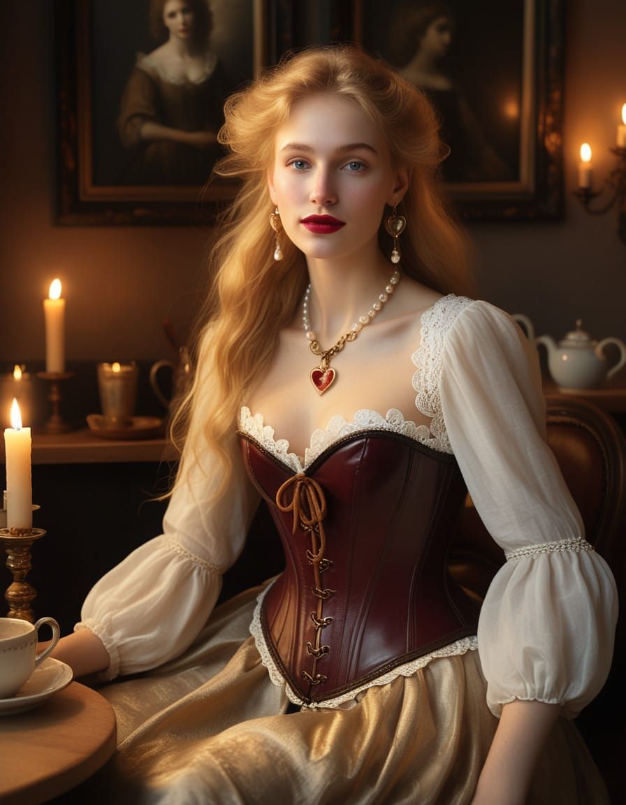 Golden Beauty in Renaissance Cafe