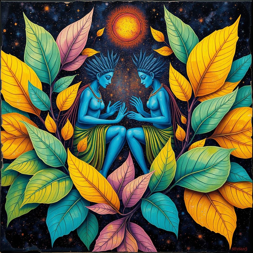 Mayan Deities from Venus in Psychedelic Style