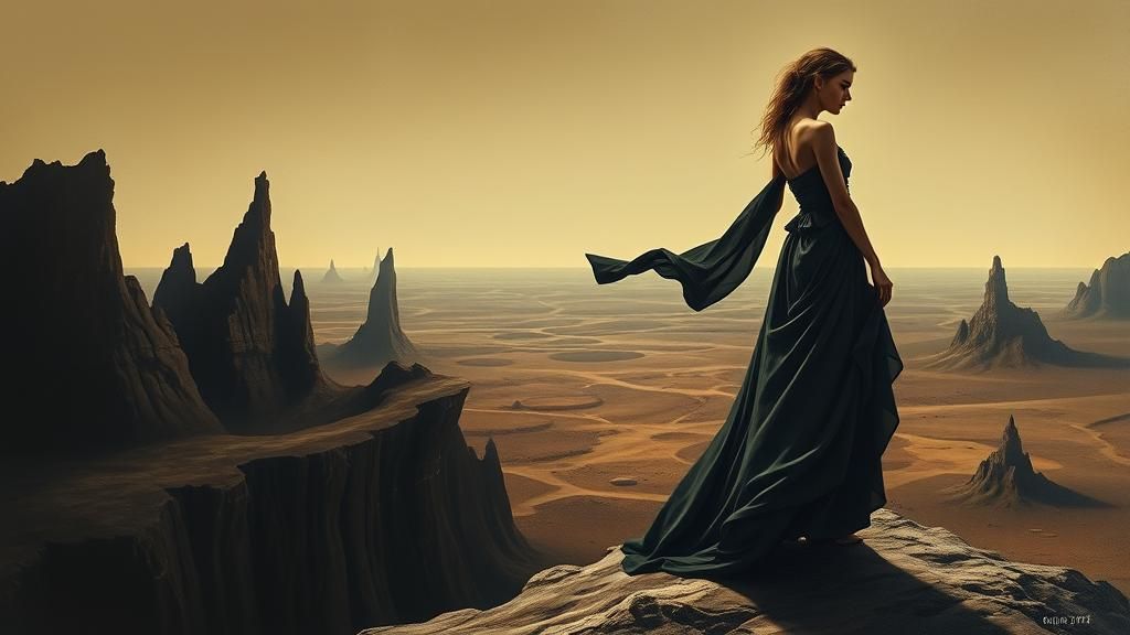 Dreamlike Figure in a Surreal Landscape