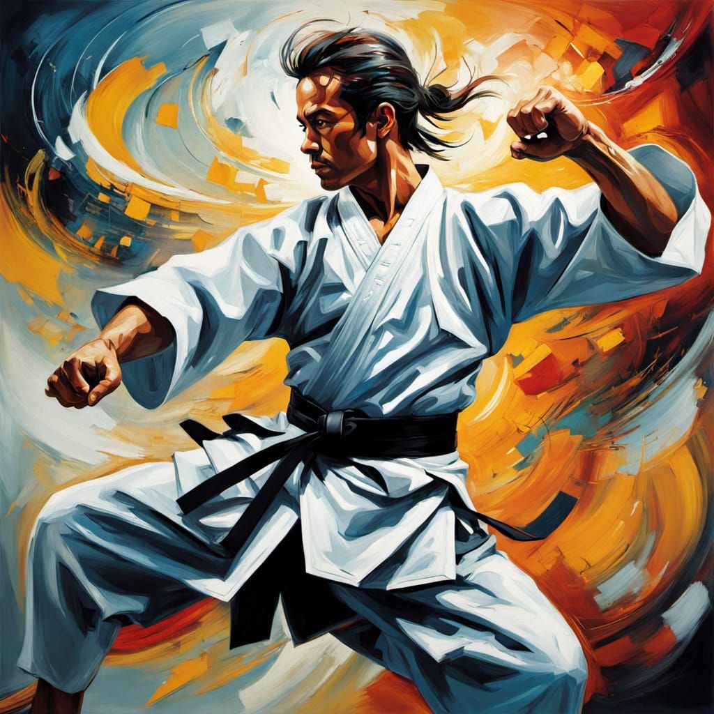 Abstract Martial Arts Kick in Expressionist Style