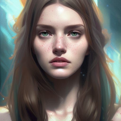 Hyperdetailed Portrait on Ice in Art Nouveau Style