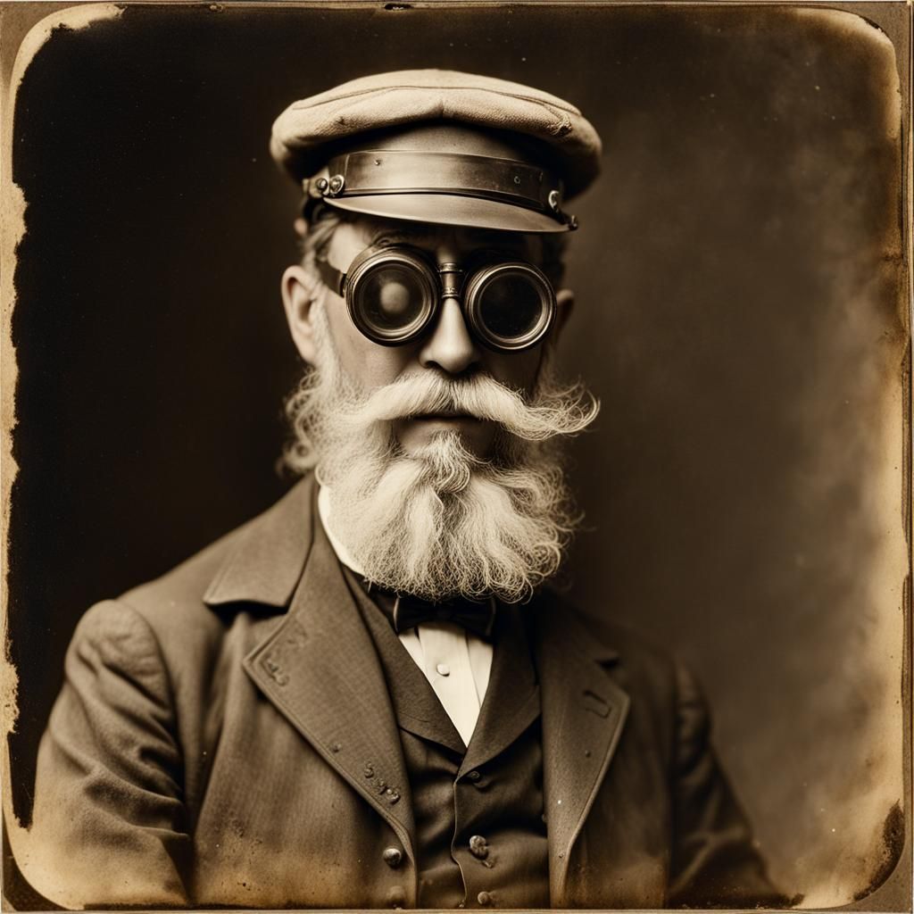 1890s Man with Funny Beard in Wet Plate Style