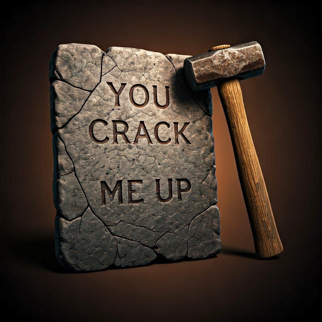 Weathered Stone Slab with Sledgehammer, Monumental Style