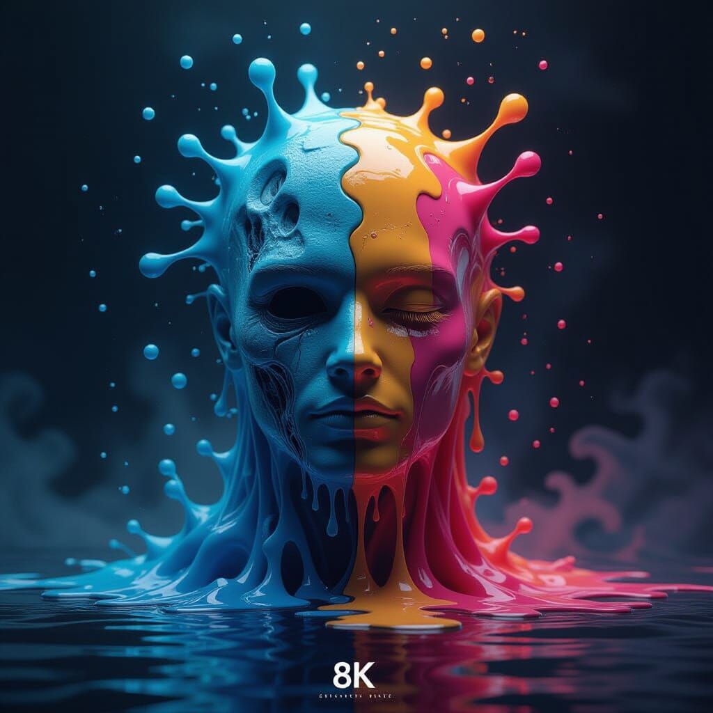 Surreal Creature Metamorphosis in Abstract Void