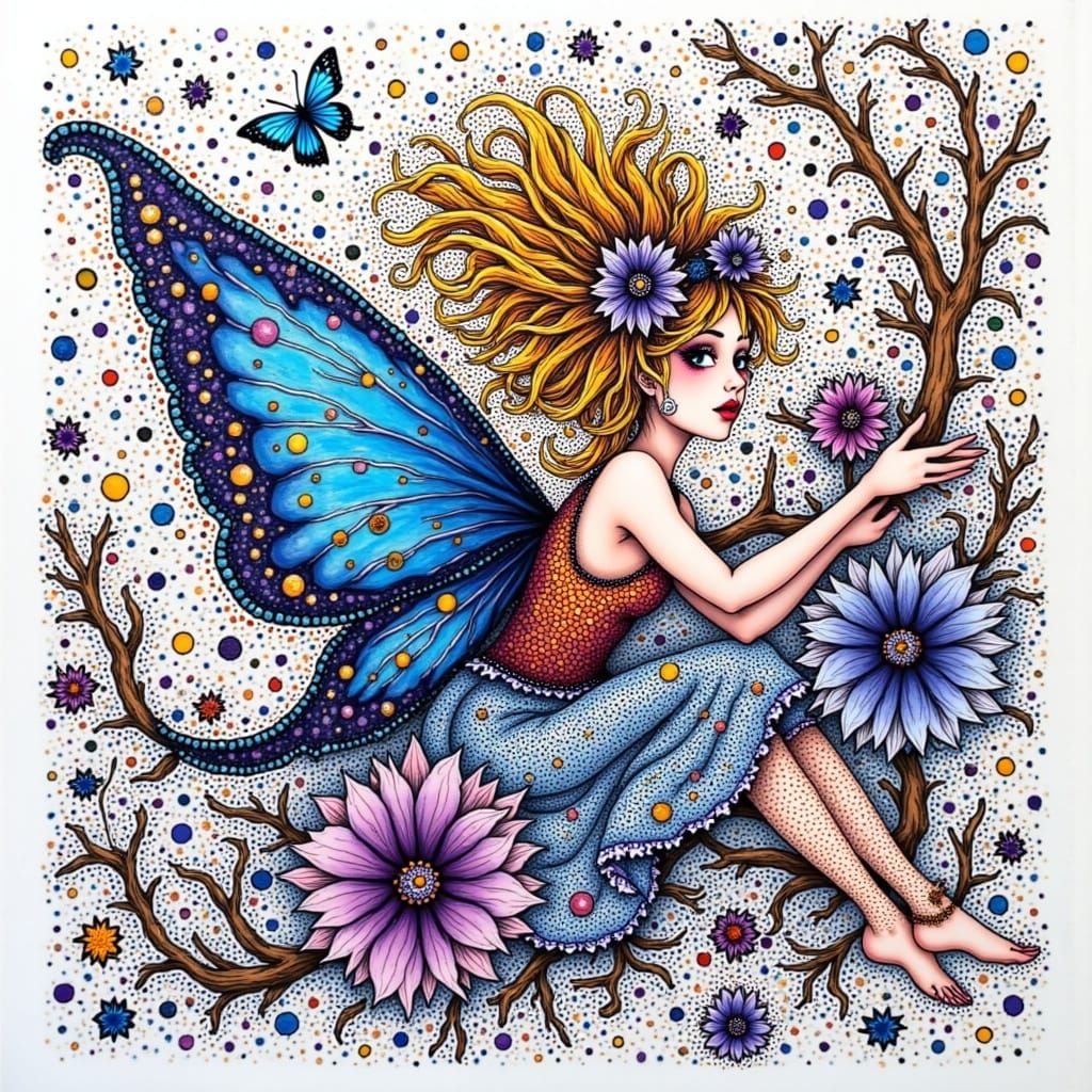 Whimsical Abstract Art in Watercolor Pencils and Ink