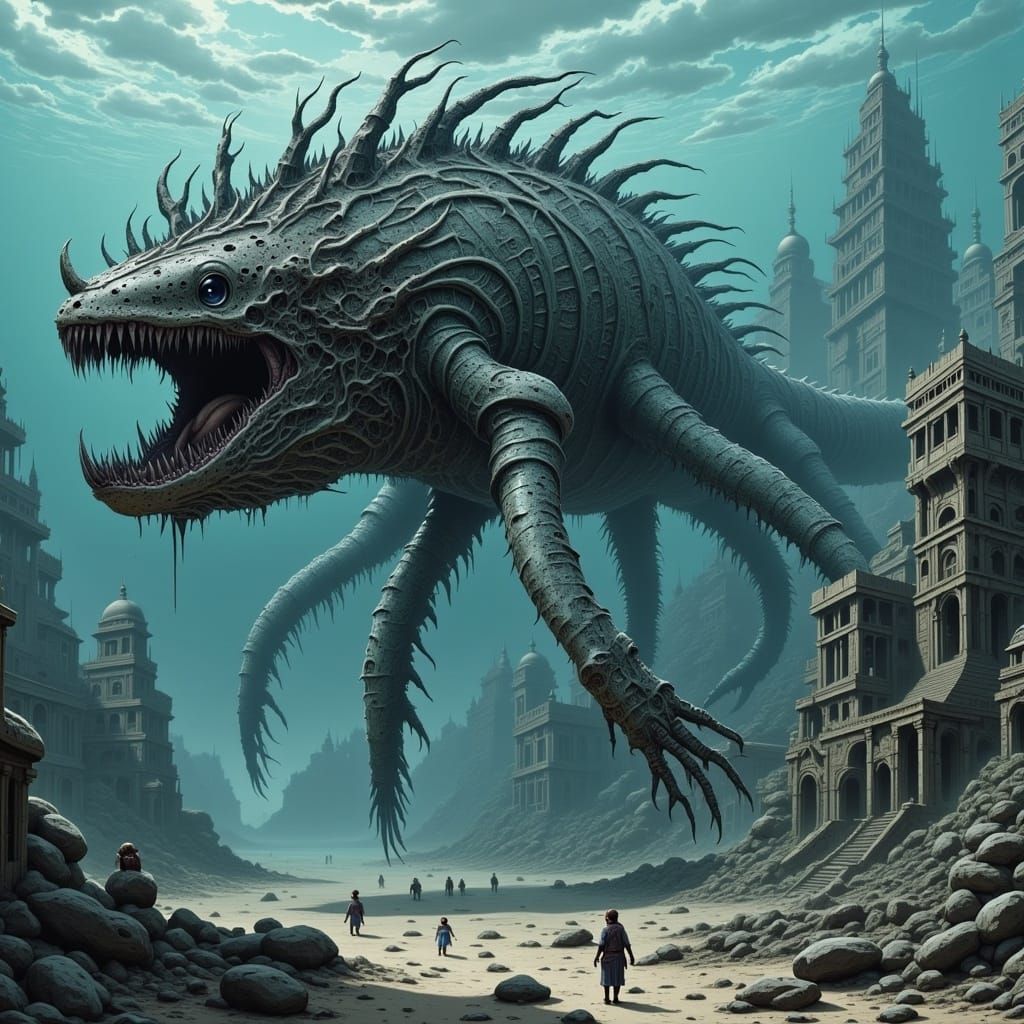 Corroded Biomechanical Undead Leviathan in Sunken City