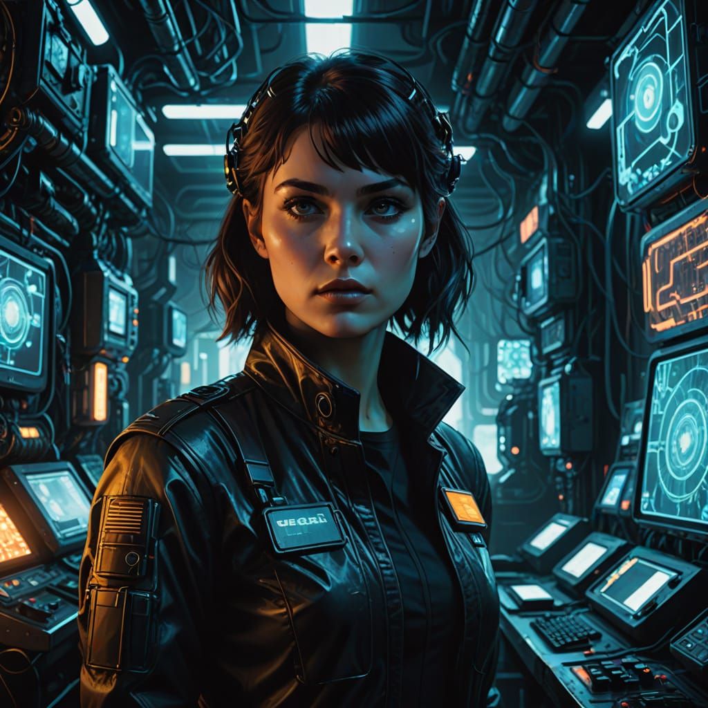 Futuristic Technician in Industrial Laboratory