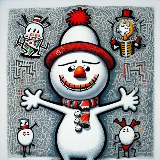 Frosty the Snowman in Abstract Expressionist Style
