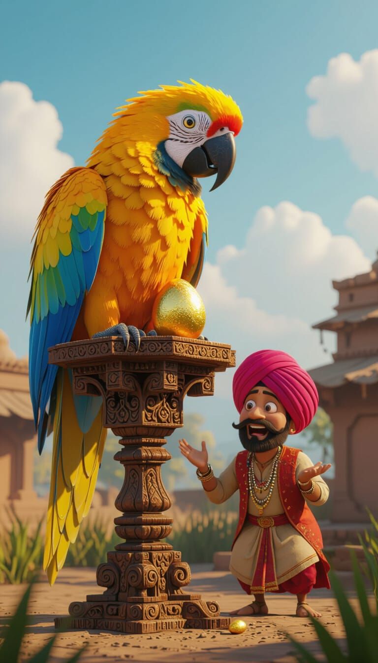 Giant Golden Parrot Lays Golden Egg