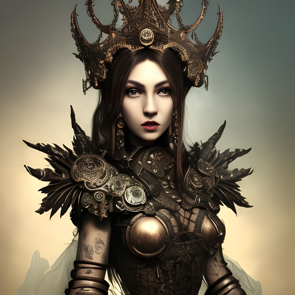 Steampunk Gothic Princess Portrait in Hyperdetailed Style