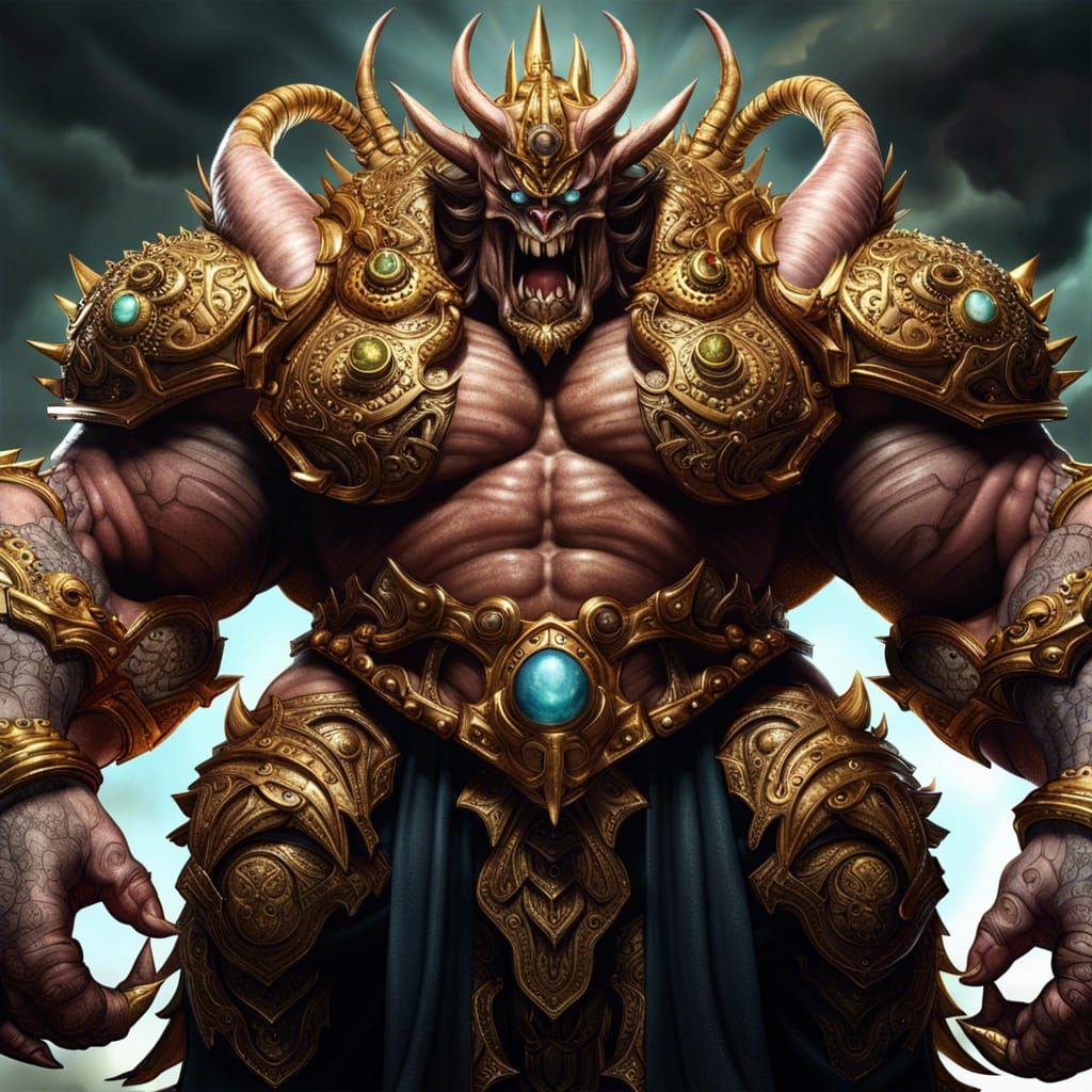 Photorealistic Draconic Emperor with Immense Muscles