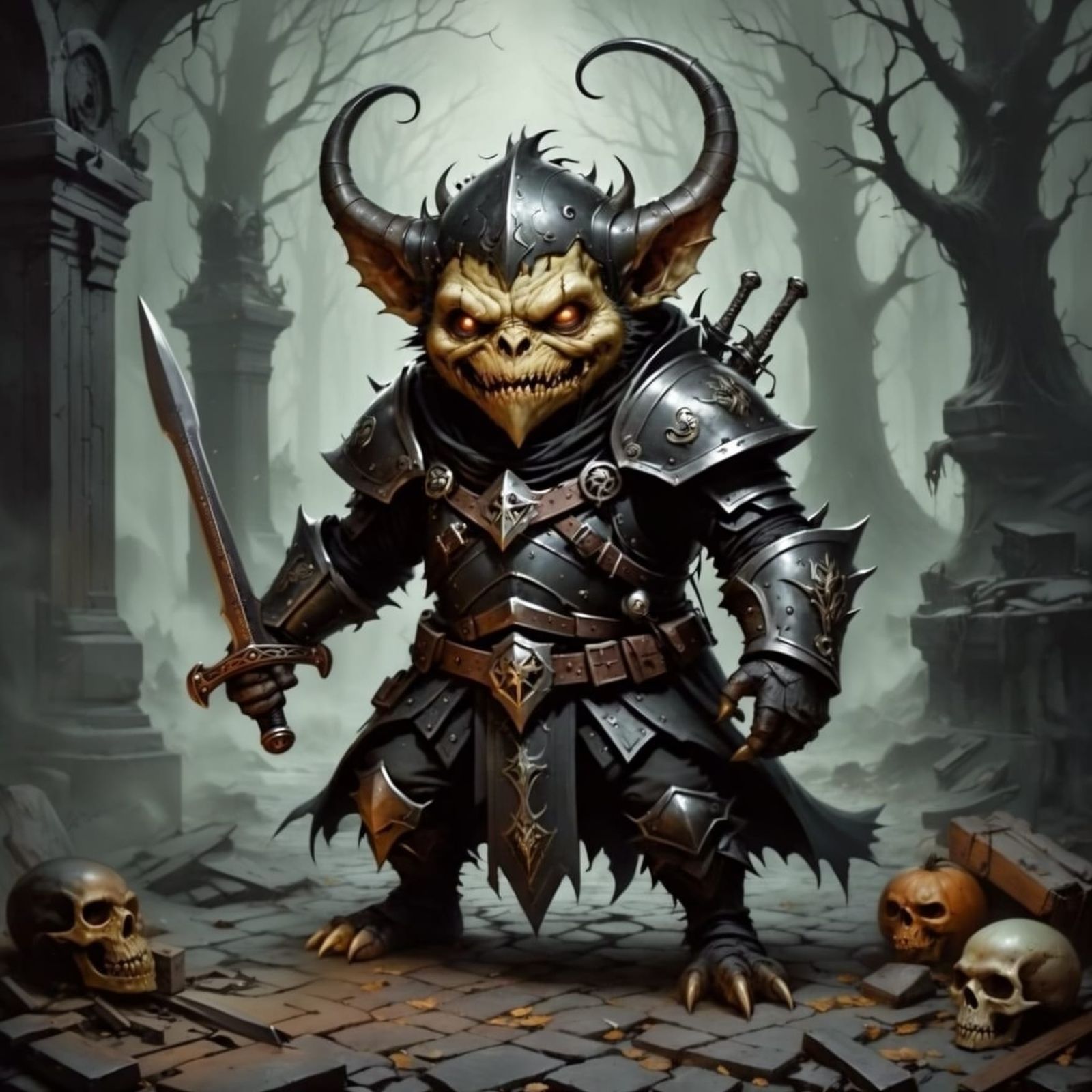 Dark Fantasy World in Grimy Neon Colors