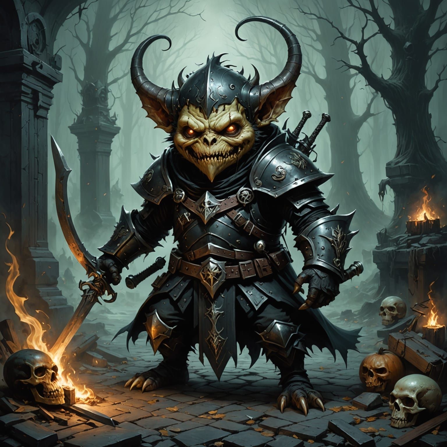 Dark Fantasy World in Grimy Neon Colors