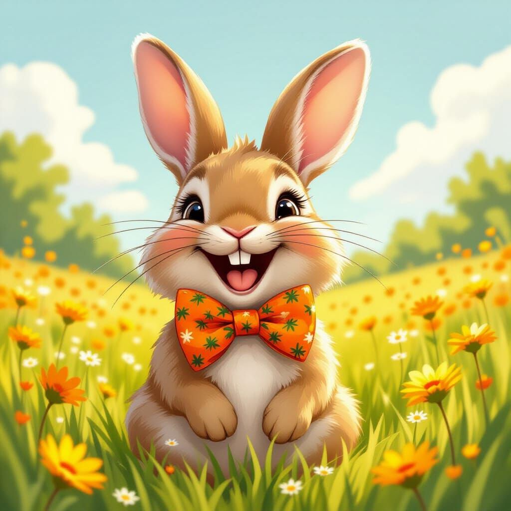 Laughing Bunny in Whimsical Style