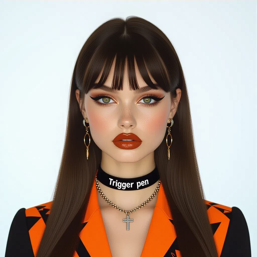 Y2K Girl with Trigger Pen Choker, Photorealistic Portrait