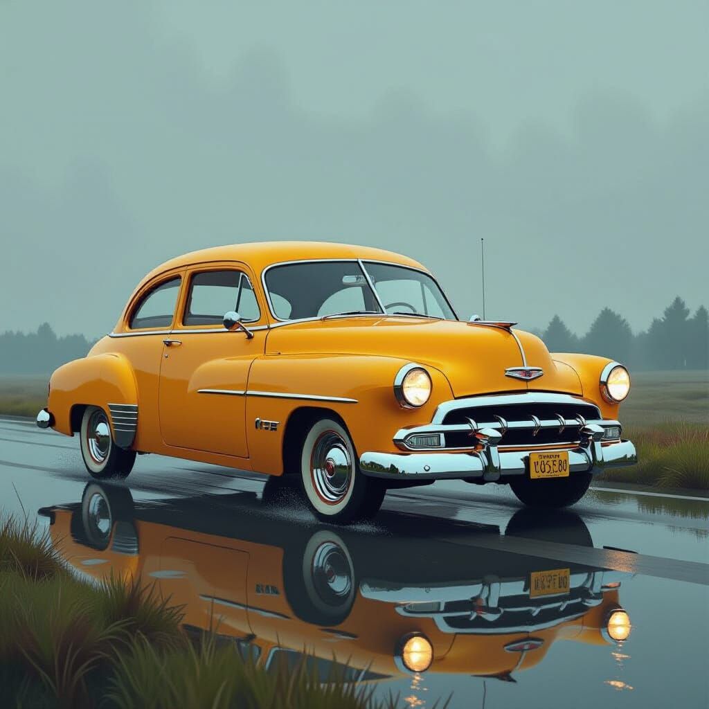 Ultra-Realistic Rubber Car with Intense Reflections