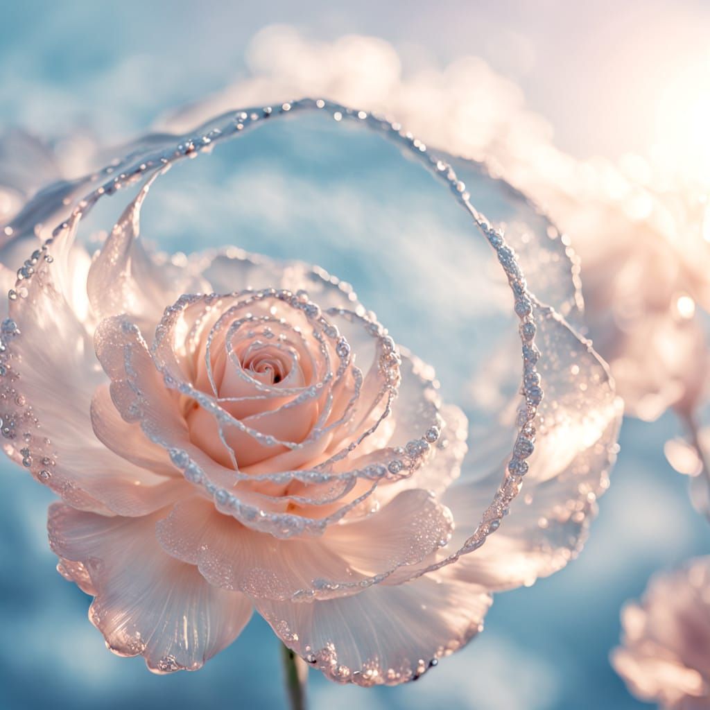 Ethereal Glass Rose Cloud in Dreamlike Surrealism