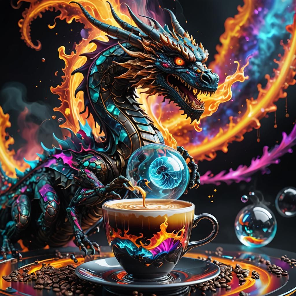 Fractal Dragon Coffee Bean Glitch Art