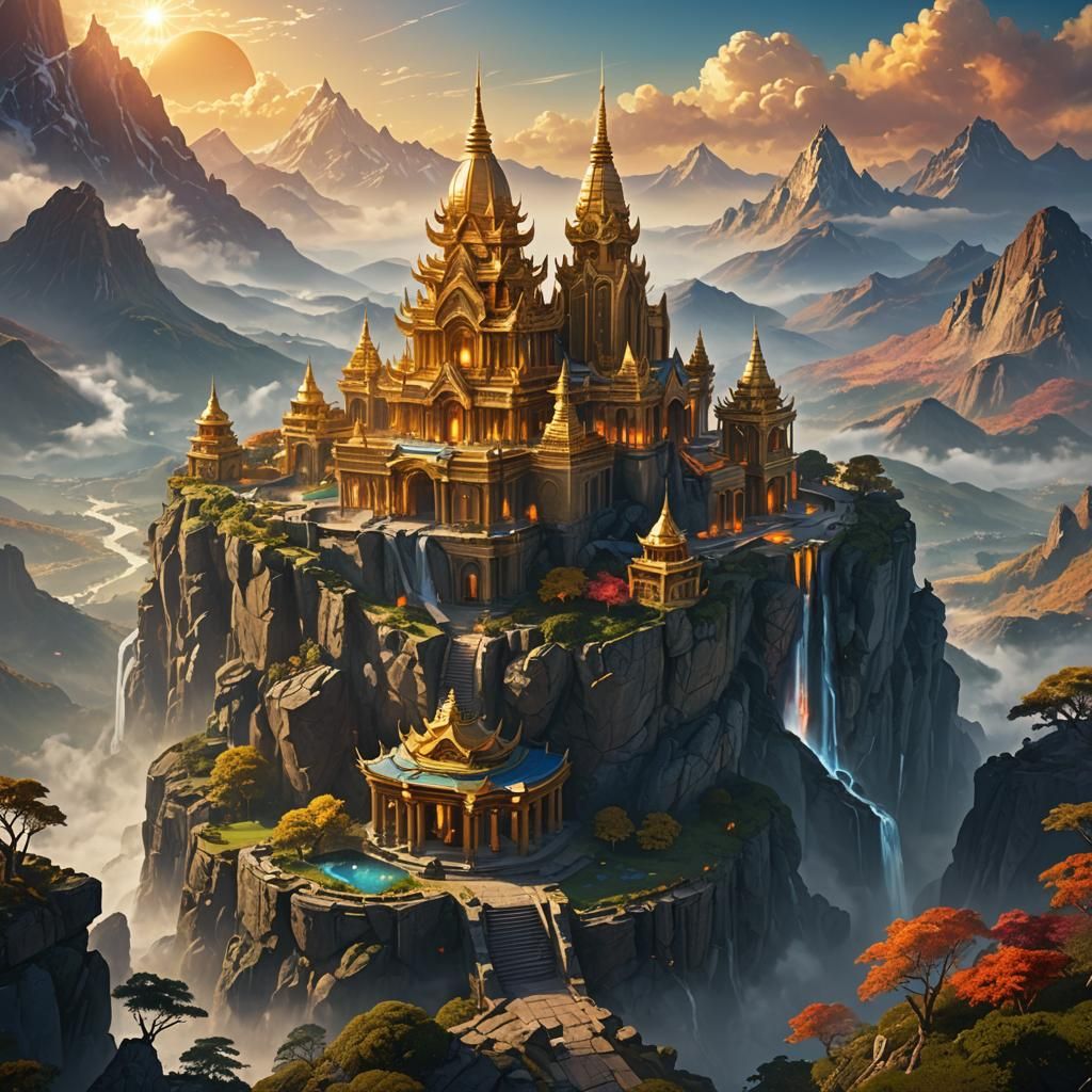 Majestic Temple of God in Golden Hour Light