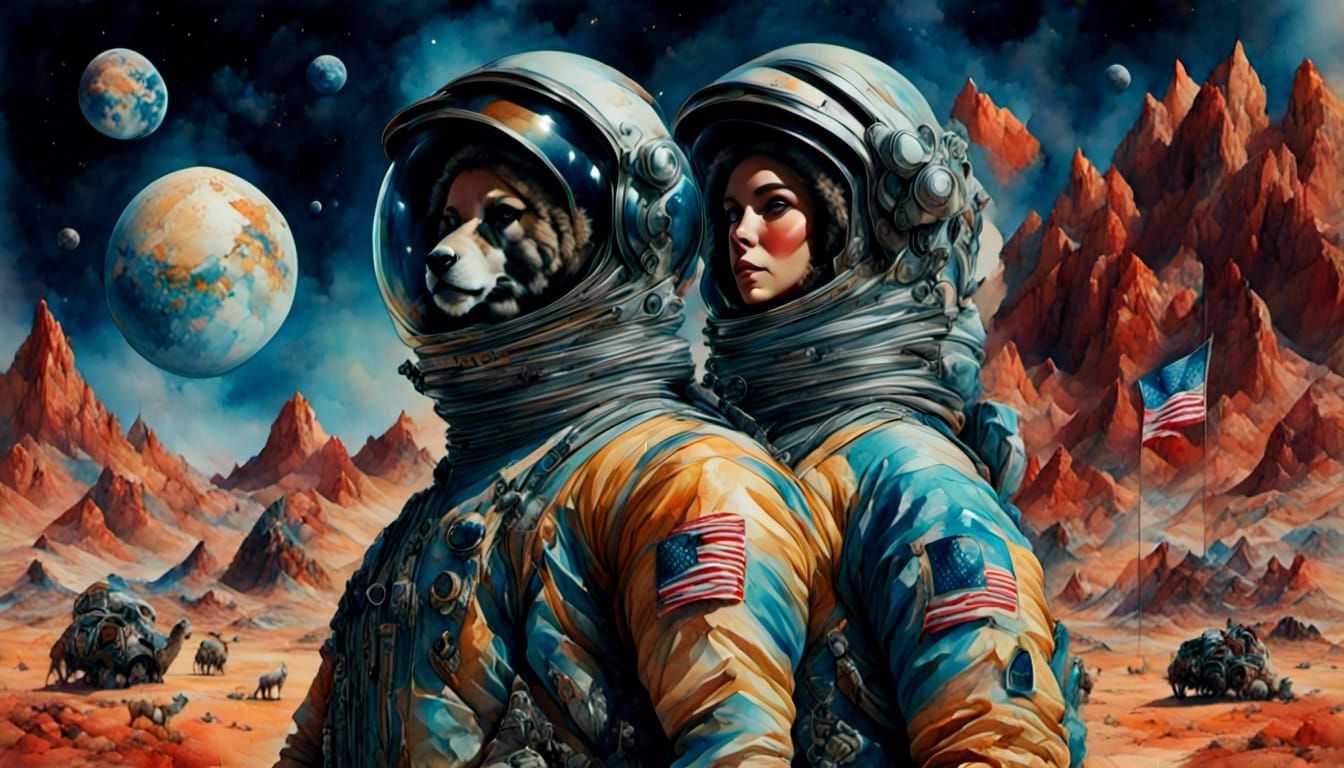 Llama Astronaut on the Moon in Cinematic Style