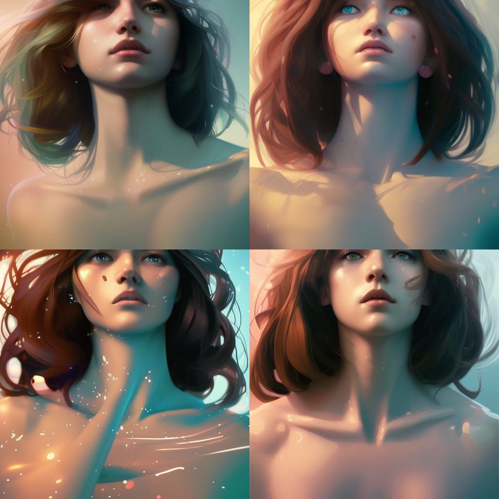 Heavenly Girl Portrait in Hyperdetailed Art Nouveau Style