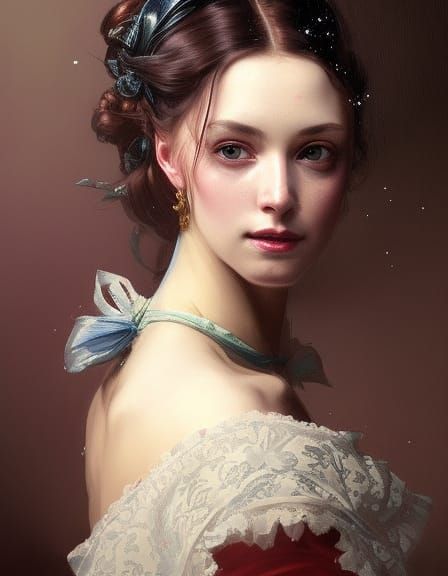Victorian Lady Portrait in Art Nouveau Style