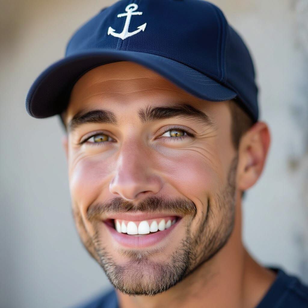 Photorealistic Close-Up of a Smiling Man with European Featu...