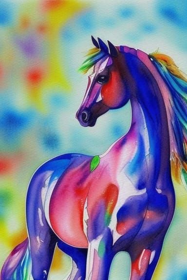 wild watercolor horse