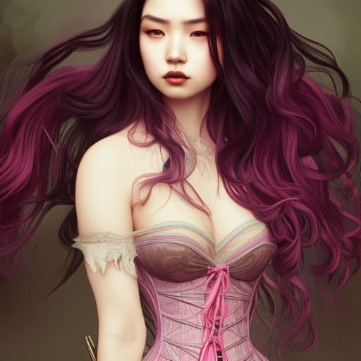 Alluring Asian Vampire in Hyperdetailed Digital Portrait