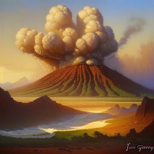 Coffee Plantation Landscape as Oil Painting