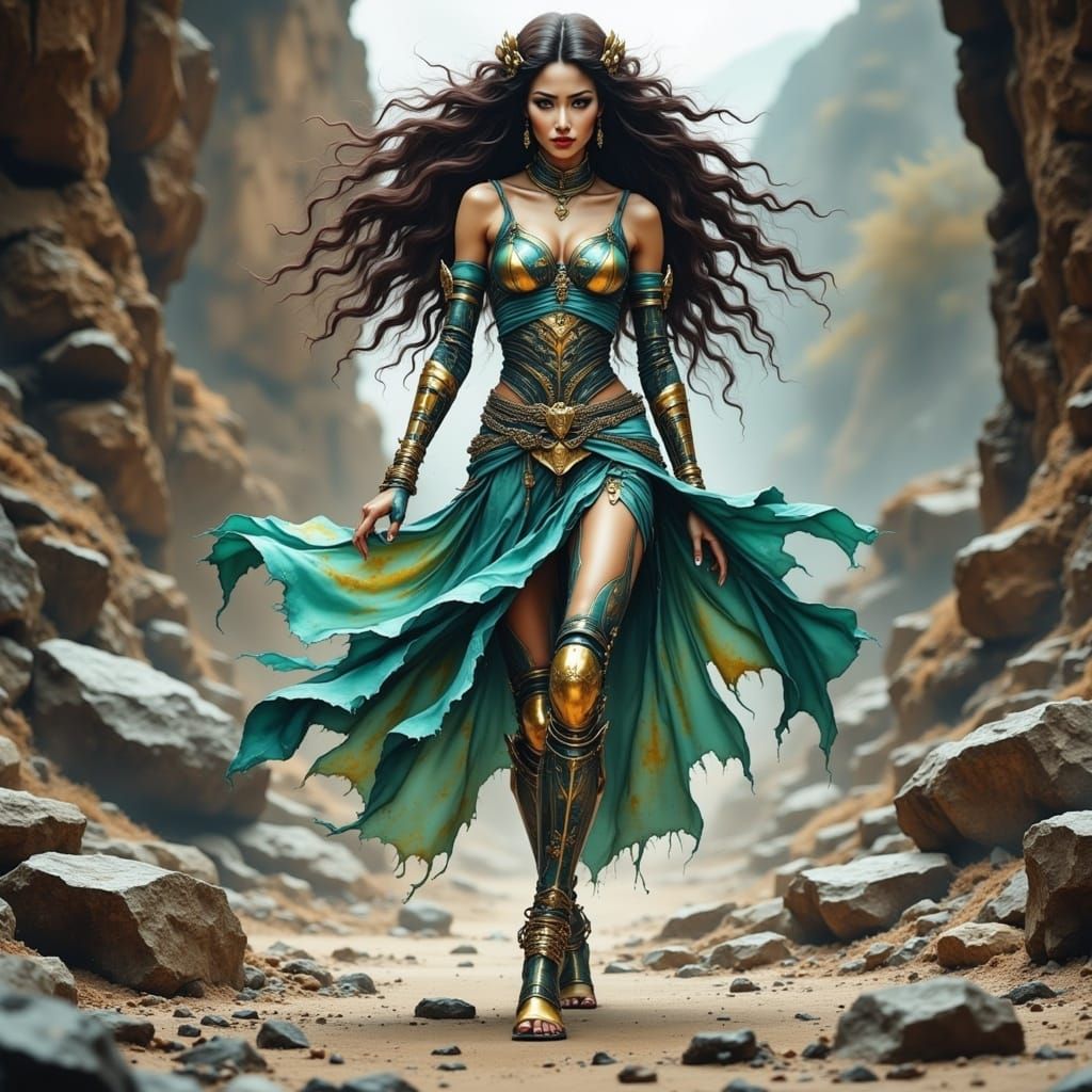 Aztec Mecha Goddesses in Vibrant Surrealism