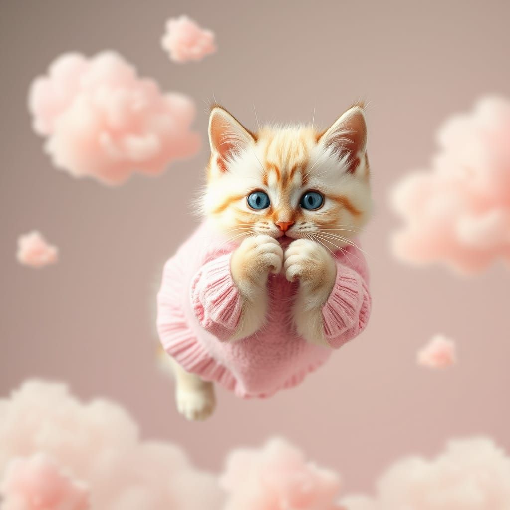 Birman Kitten Eats Cotton Candy Clouds, Playful Style