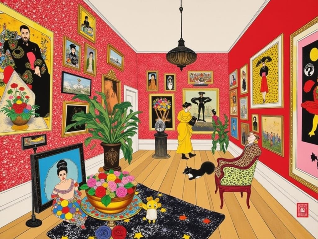 Whimsical Art Gallery Collage with Bold Textures