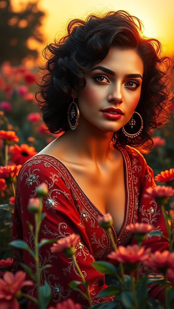Ethereal Iranian Beauty in Royal Attire, Set Amidst Vibrant ...