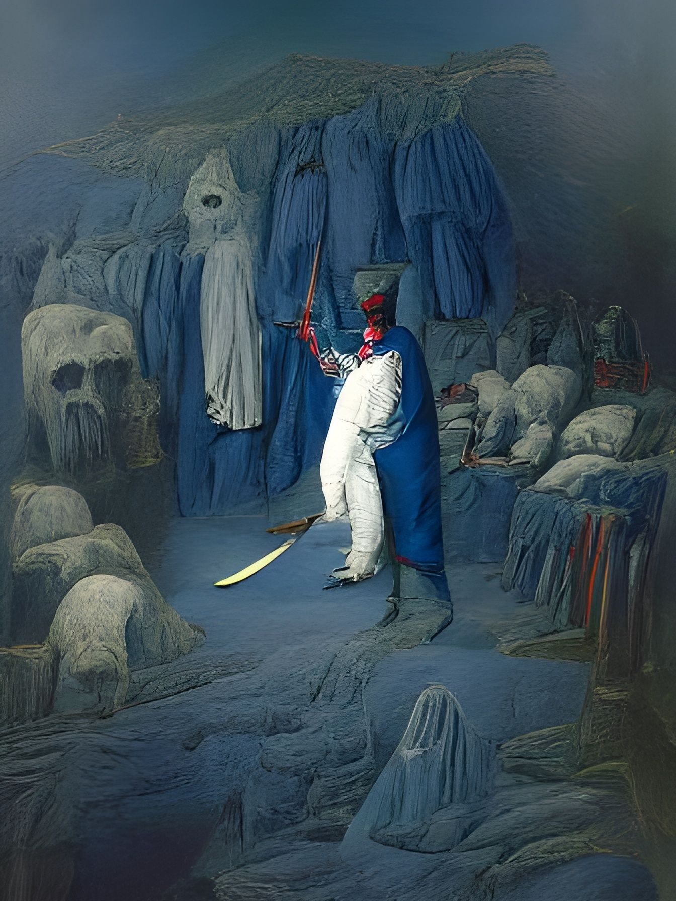 Menacing Figure with Knife in Dore Style