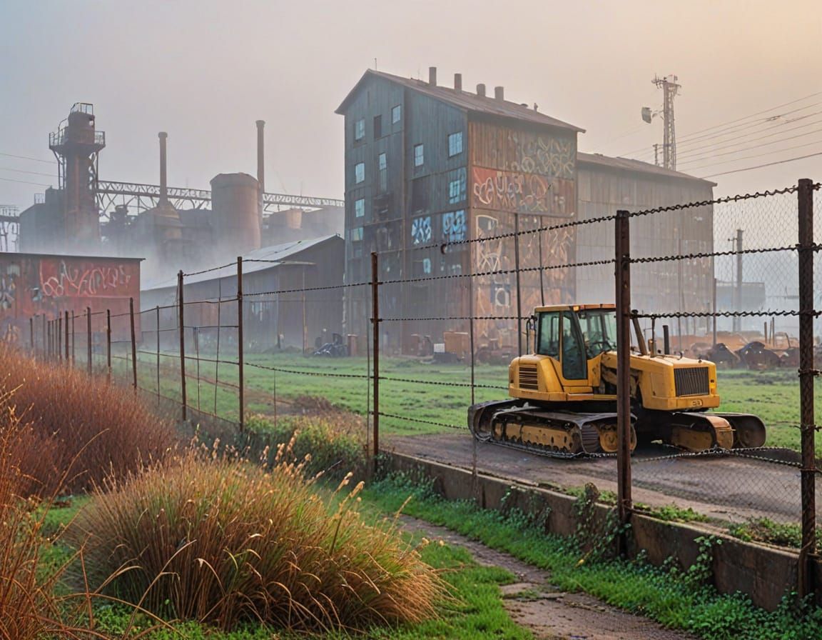 Misty Morning Landscape in Soft Impressionist Style