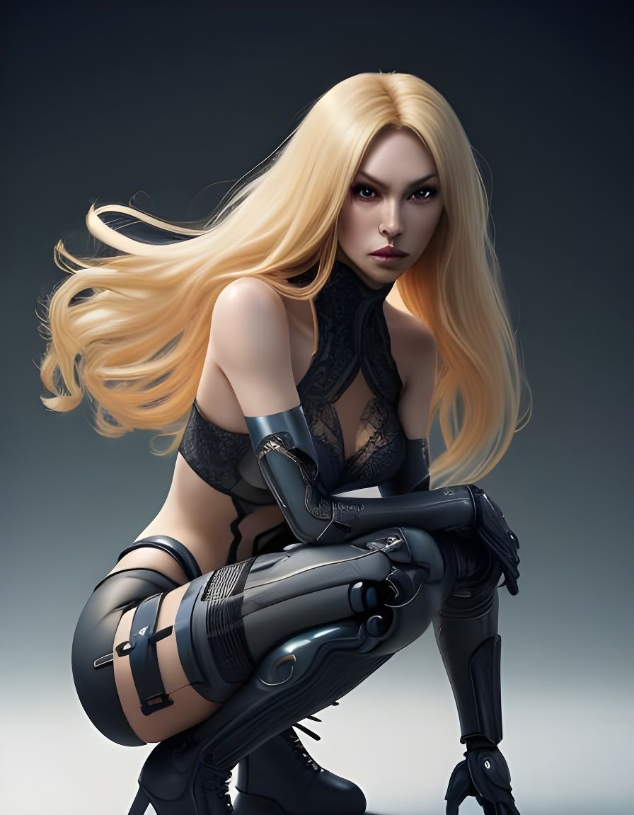Hyperrealistic Android Woman with Robot Arms