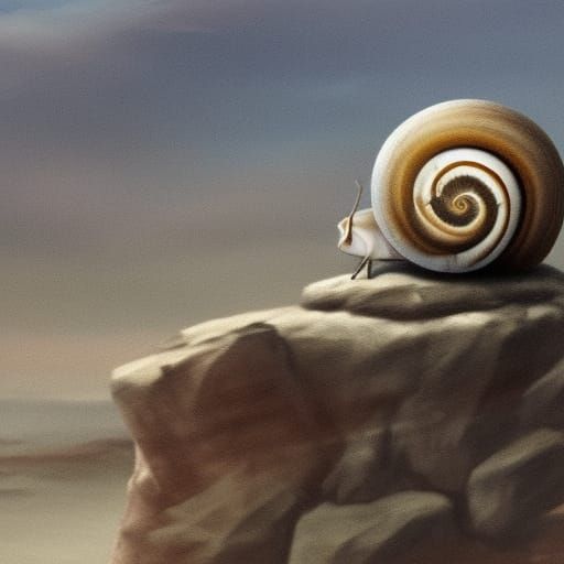 Snail on Rock: Detailed Matte Painting