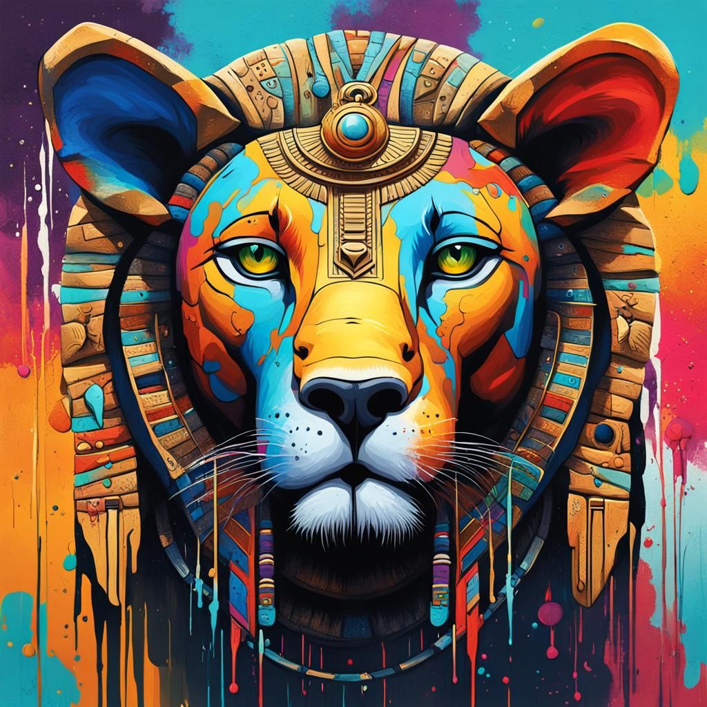 Sekhmet: Egyptian Lioness Goddess in Graffiti Art