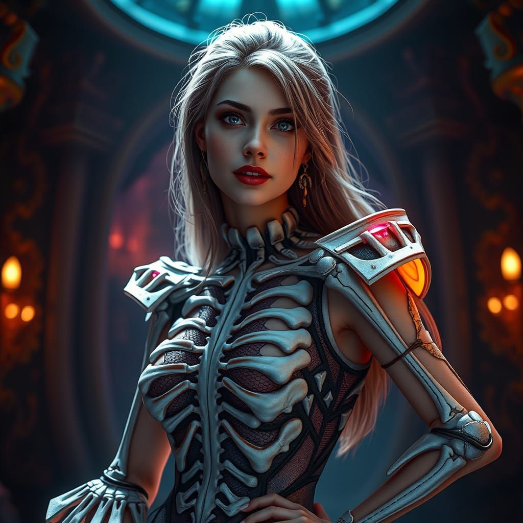 Woman in Bone Dress: Dark Fantasy Concept Art