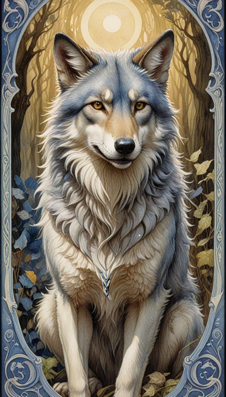 Ethereal Art Nouveau Tarot Card in Vibrant Watercolors