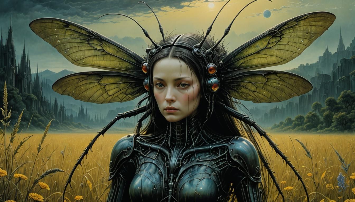 Surreal Bio Art: Woman as Gigeresque Bug