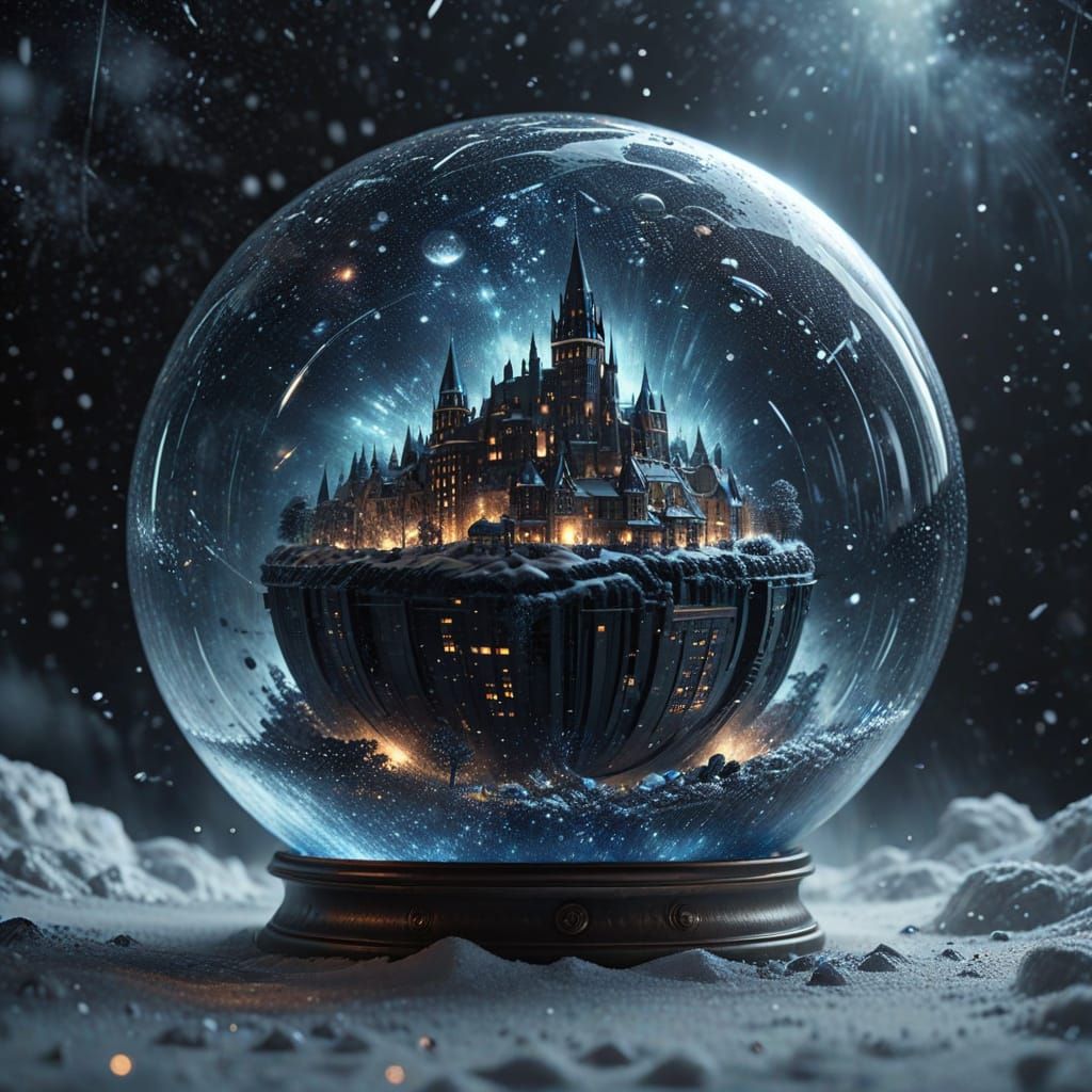 Surreal Dreamlike Cityscape in Glass Sphere