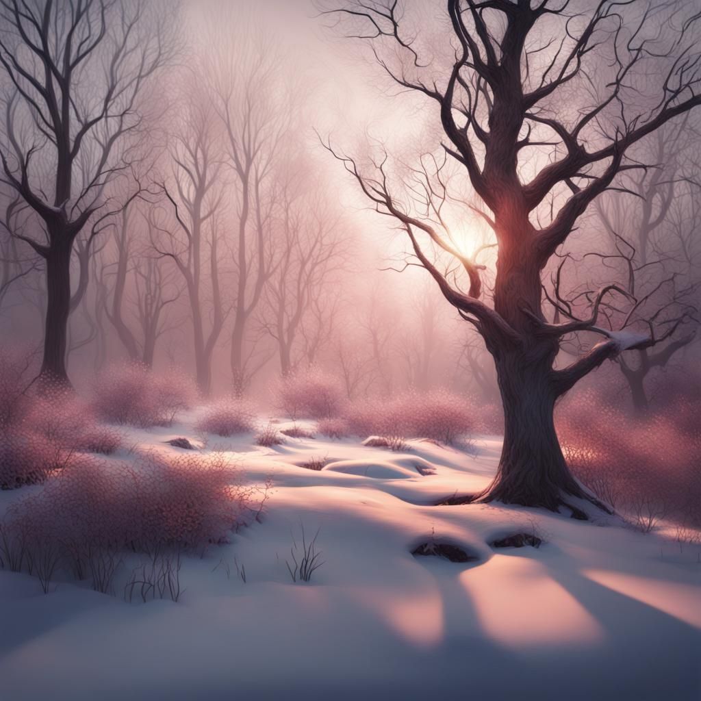 Dramatic Winter Scene in Virtual Reality Style