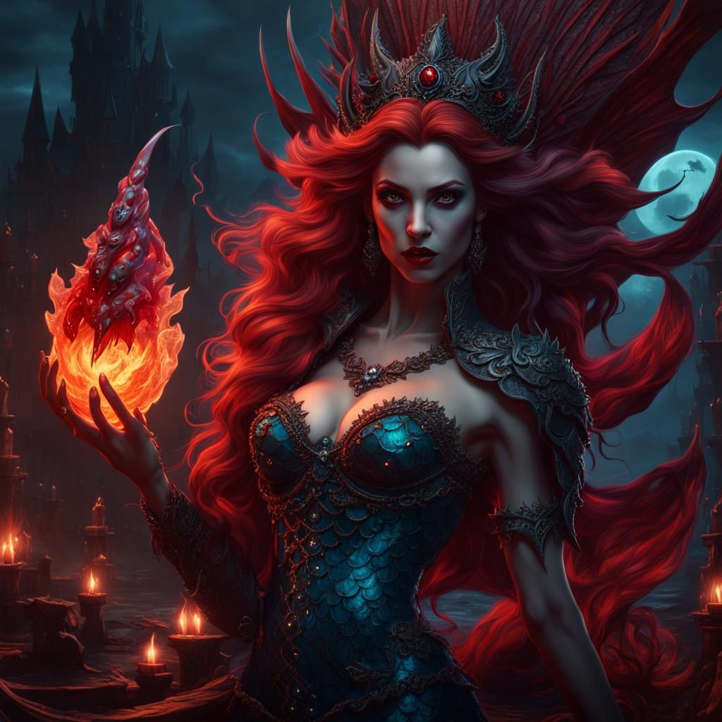 Vampire Demon Mermaid in Detailed Matte Painting