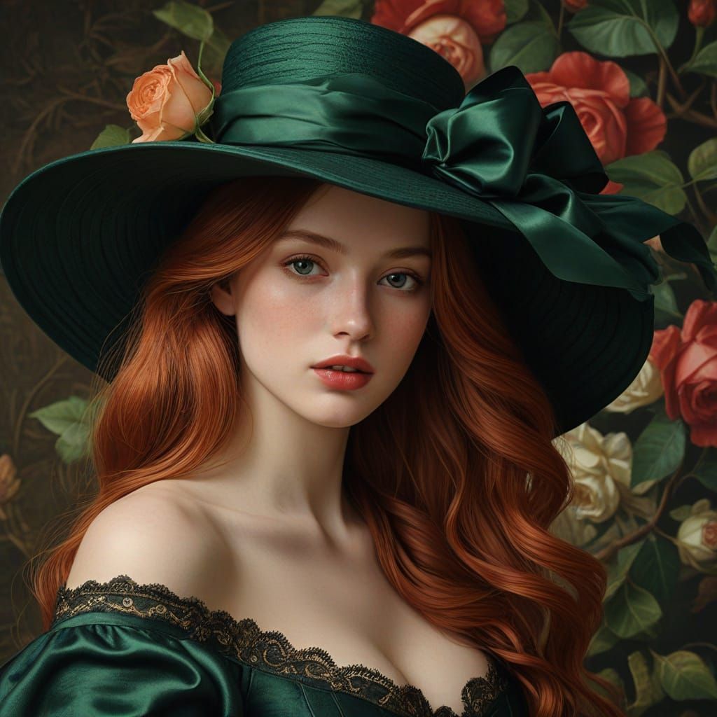 Glamorous Woman in Victorian-Inspired Finery