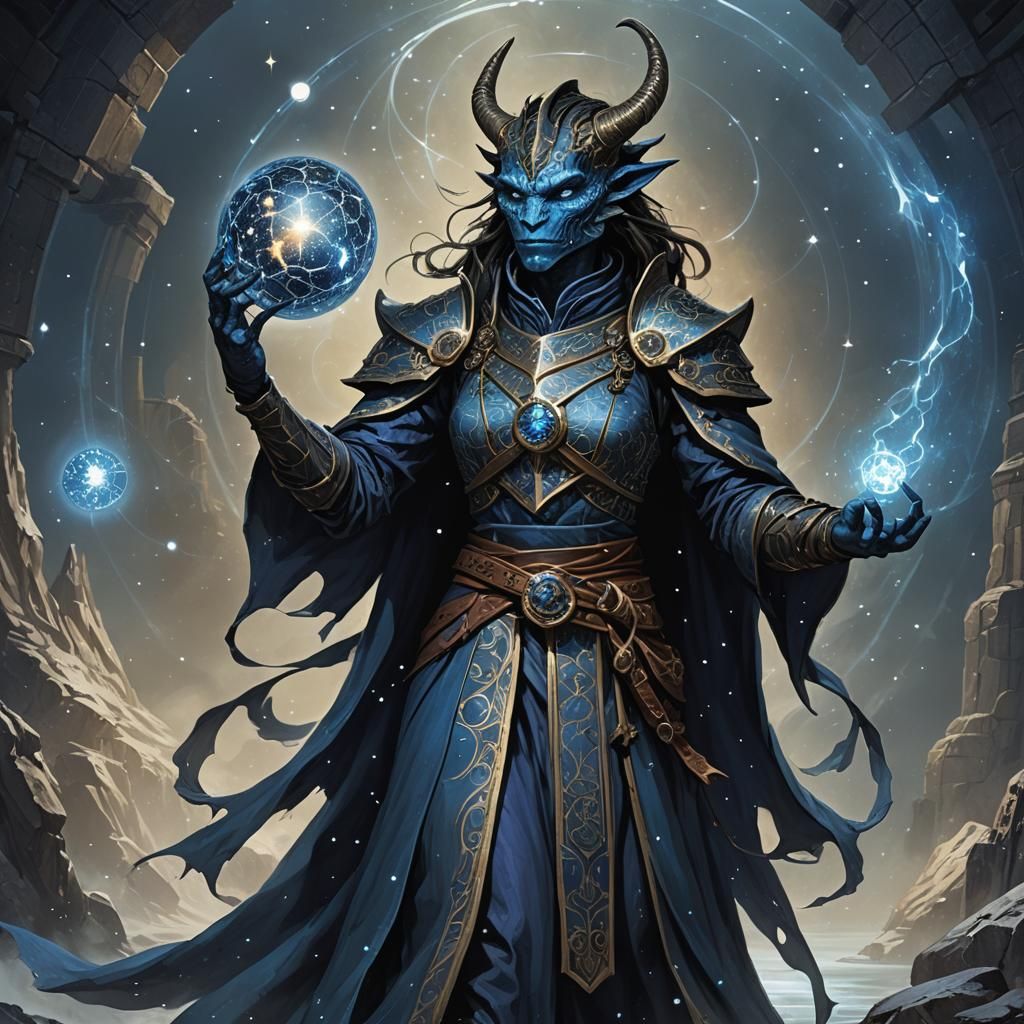 Dragonborn Divination Wizard in Detailed Matte Painting