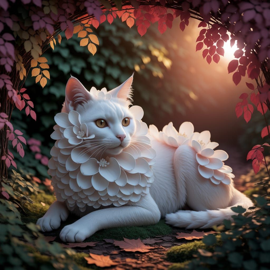 A photograph depicting a singular, captivating creature, a m...