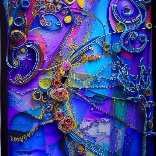 Vibrant Mixed Media Painting of Joyful Sounds