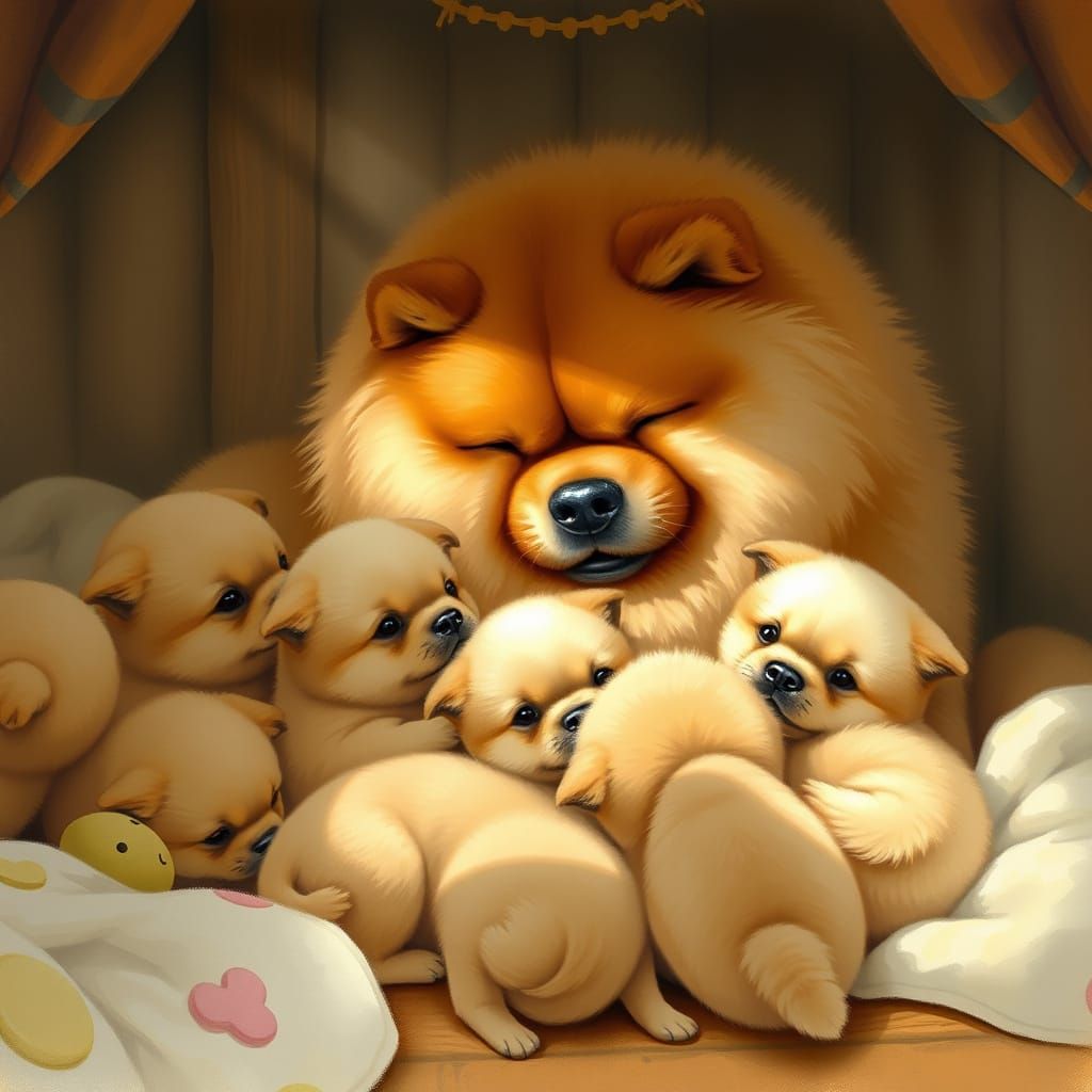 Motherly Love in a Cozy, Sunlit Den